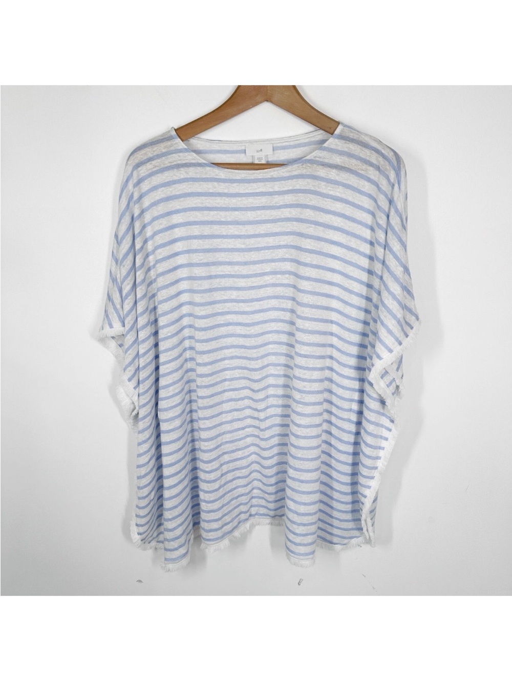 J. Jill Linen Striped Women's Tunic/Poncho in Light Blue & White